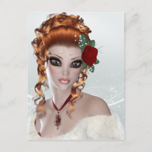Carte Postale Belle Femme à tête rouge