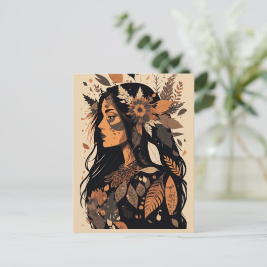 Carte Postale Belle femme amérindienne peinte (Debout devant)