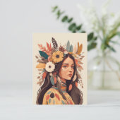 Carte Postale Belle femme amérindienne peinte (Debout devant)