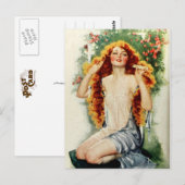Carte Postale Belle femme aux cheveux dorés lustrés (Devant / Derrière)