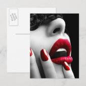 Carte Postale Belle Femme Avec Masque De Dentelle Noire (Devant / Derrière)