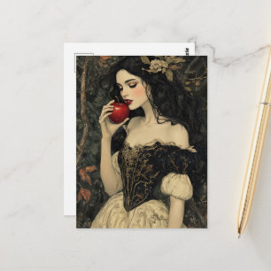 Carte Postale Belle Femme Avec une Pomme Rouge
