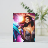 Carte Postale Belle femme dansant dans l'Art numérique de discot (Debout devant)