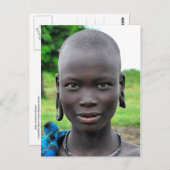 Carte Postale Belle femme de Mursi avec les oreilles percées (Devant / Derrière)