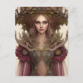 Carte Postale Belle Femme de Plantes et Fleurs Forêts (Devant)