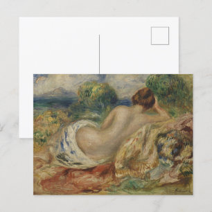 Carte Postale Belle femme dos avec nature Paysage Art