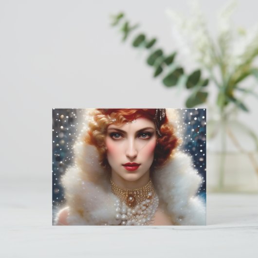 Carte Postale Belle femme en blanc (Debout devant)