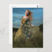 Carte Postale Belle femme en robe verte (Devant / Derrière)