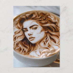Carte Postale Belle femme Latte Art
