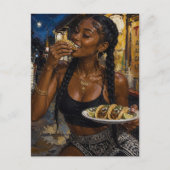 Carte Postale Belle femme mangeant des tacos (Devant)