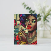 Carte Postale Belle Femme Monter sur le bâton de lèvres (Debout devant)