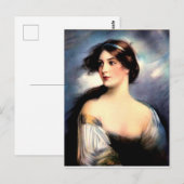 Carte Postale belle femme victorienne soufflée par le vent (Devant / Derrière)