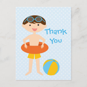 Carte Postale Belle fête de piscine d'été pour garçon merci cart