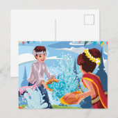 Carte Postale Belle fête de Songkran Jouer de l'eau (Devant / Derrière)