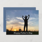 Carte Postale Belle Fête des pères Bleue Bleu Bleu Noir Coucher  (Devant / Derrière)