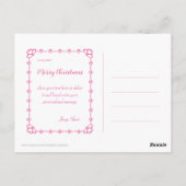 Carte Postale Belle fille de Noël rose 01 (Dos)