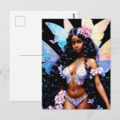 Carte Postale Belle Fille Fée Noire (Devant / Derrière)