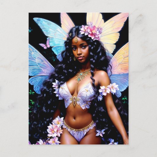 Carte Postale Belle Fille Fée Noire (Devant)
