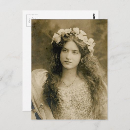 Carte Postale Belle fille Vintage (Devant / Derrière)