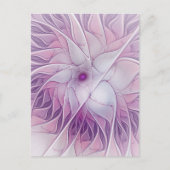 Carte Postale Belle Fleur rose moderne Fractal Art Abstrait (Devant)