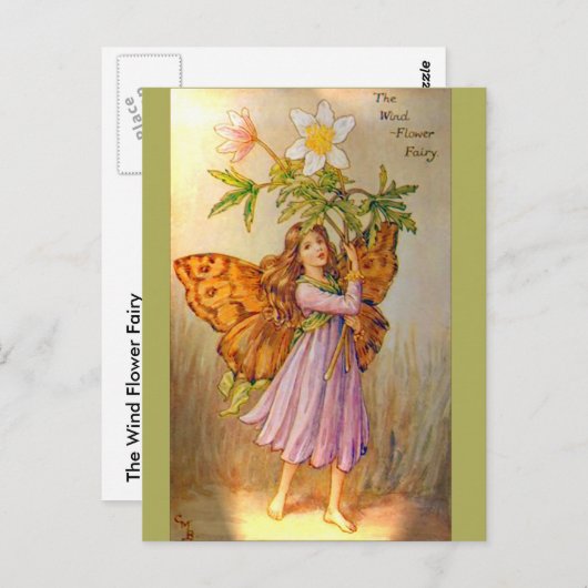 Carte Postale Belle Fleur Vent Fée (Devant / Derrière)