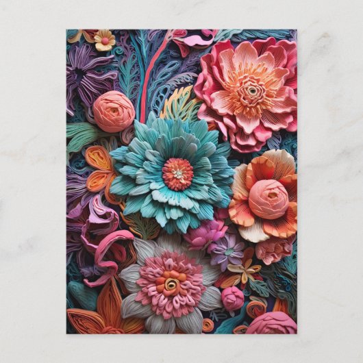 Carte Postale Belle Florale Victorienne Élégante Jolie Fleurs (Devant)