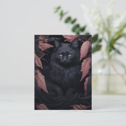 Carte Postale Belle fourrure Chat noir (Debout devant)