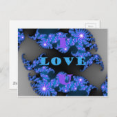 Carte Postale Belle Galactique Blue Love Texte Motif Design, (Devant / Derrière)