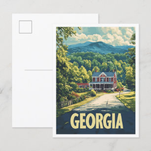 Carte Postale Belle Géorgie États-Unis Illustration de voyage vi