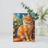 Carte Postale Belle Ginger Cat dans une Orange Grove (Debout devant)