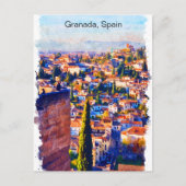 Carte Postale Belle Granada Espagne Aquarelle Vue (Devant)