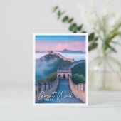 Carte Postale Belle Grande Muraille de Chine matinée brumeuse (Debout devant)