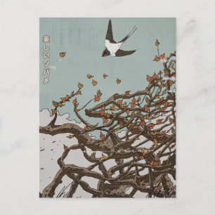 Carte Postale Belle Hirondelle Japonaise