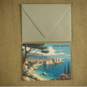 Carte Postale Belle Hvar Croatie Vue panoramique de la côte adri