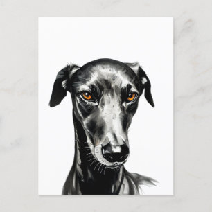 Carte Postale Belle illustration de Galgo noir pour Amoureux de