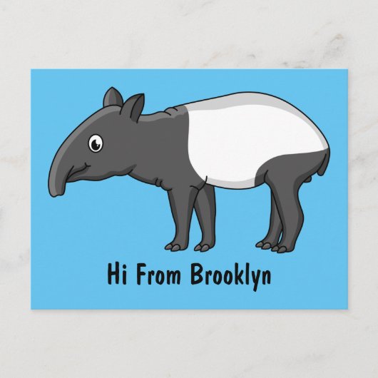 Carte Postale Belle illustration de tapir de dessin animé (Devant)