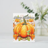 Carte Postale Belle illustration du Citrouille d'automne (Debout devant)