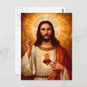 Carte Postale Belle image religieuse Sacré Coeur de Jésus (Devant / Derrière)