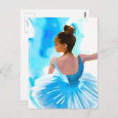 Carte Postale Belle jeune Ballerina en bleu (Devant / Derrière)