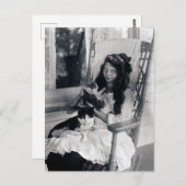 Carte Postale Belle jeune fille avec chats Chat Circa 1910 (Devant / Derrière)