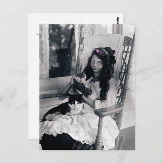Carte Postale Belle jeune fille avec chats Chat Circa 1910 (Devant / Derrière)