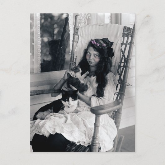 Carte Postale Belle jeune fille avec chats Chat Circa 1910 (Devant)
