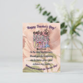 Carte Postale Belle Joyeuse Appréciation de jour de l'enseignant (Debout devant)