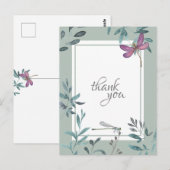 Carte Postale Belle libellule et jardin Merci de verdure (Devant / Derrière)