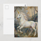 Carte Postale Belle Licorne dans la Forêt (Devant / Derrière)