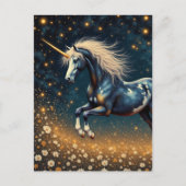 Carte Postale Belle licorne dans le pré (Devant)