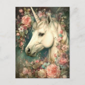 Carte Postale Belle licorne et fleurs (Devant)