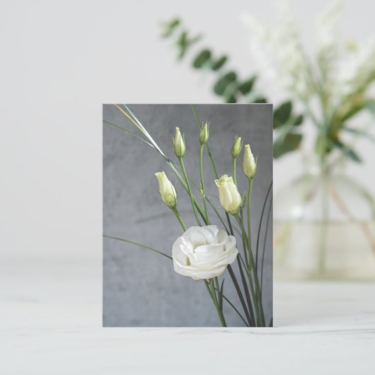 Carte Postale Belle Lisianthus Fleurs Blanches (Debout devant)