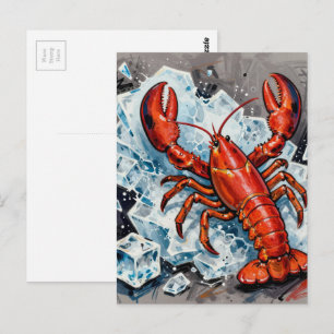 Carte Postale Belle Lobster Maine en colère brisant des blocs de