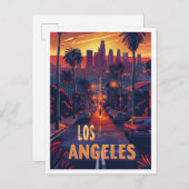Carte Postale Belle Los Angeles USA Illustration Travel (Devant / Derrière)